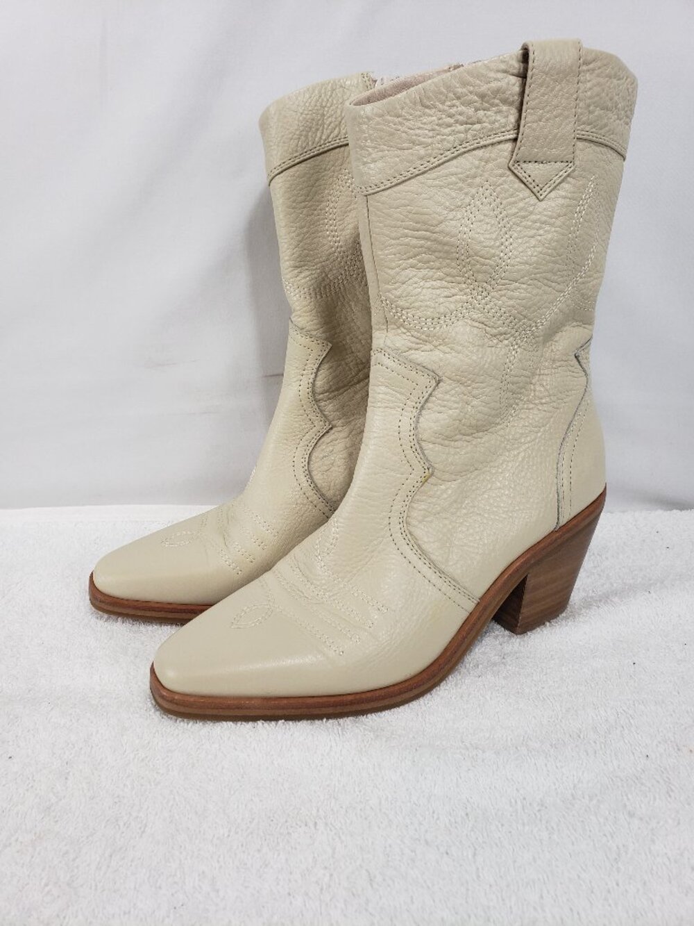 sabella Anselmi Leather Western Boots – Beige – Women’s – Size 6